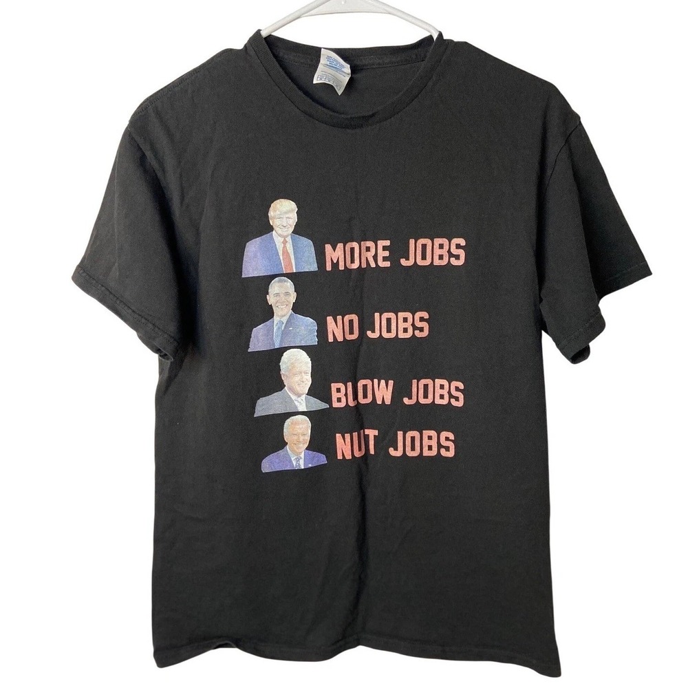 Delta Pro Weight Mens Black‎ Political Satire Graphic T-Shirt Trump Biden Size M
